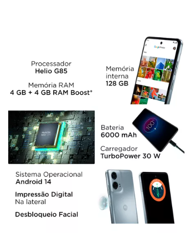 Motorola Moto G24 Power Azul Celeste Bateria 6000mah 128gb Dual Sim 4gb Ram Tela De 6.6 Hd+